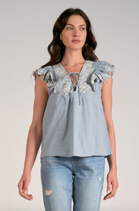 ELN Embroidered Frill Tank