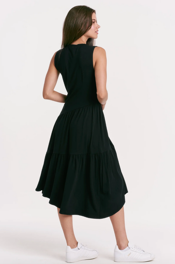 AL Tiered Ruffle Midi-Black