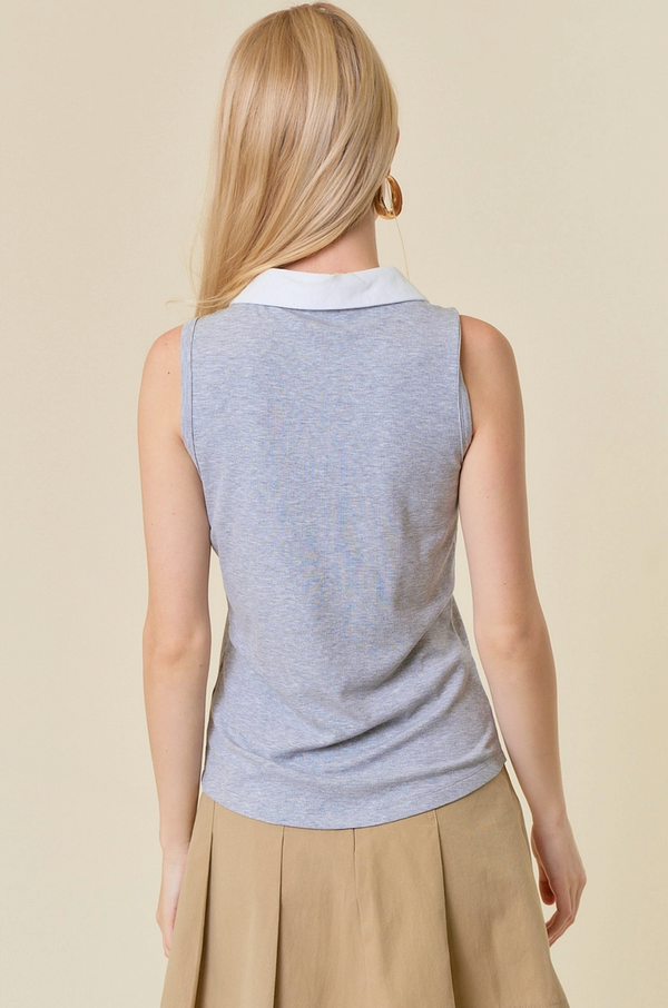 D&R Collared Tank-Grey
