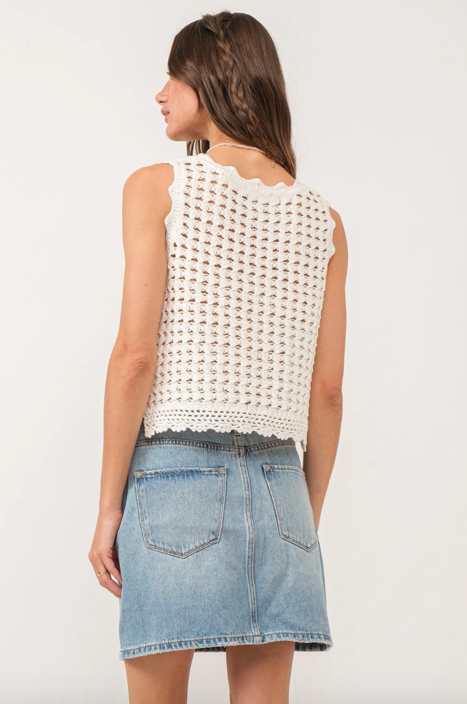 AL Marigold Eyelet Tank-White