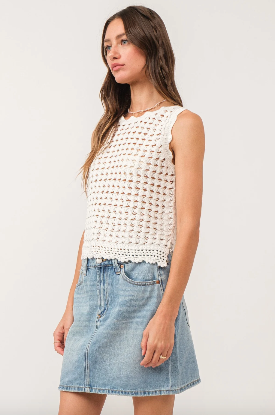 AL Marigold Eyelet Tank-White