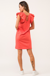 AL Flutter Slv Dress-Orange