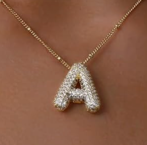 Pave Bubble Letter-Gold