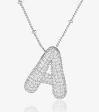 Pave Bubble Letter-Silver