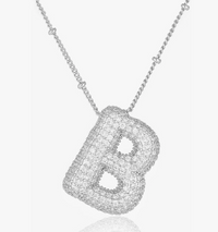 Pave Bubble Letter-Silver