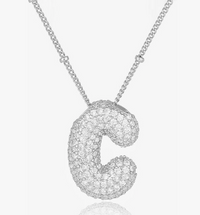 Pave Bubble Letter-Silver