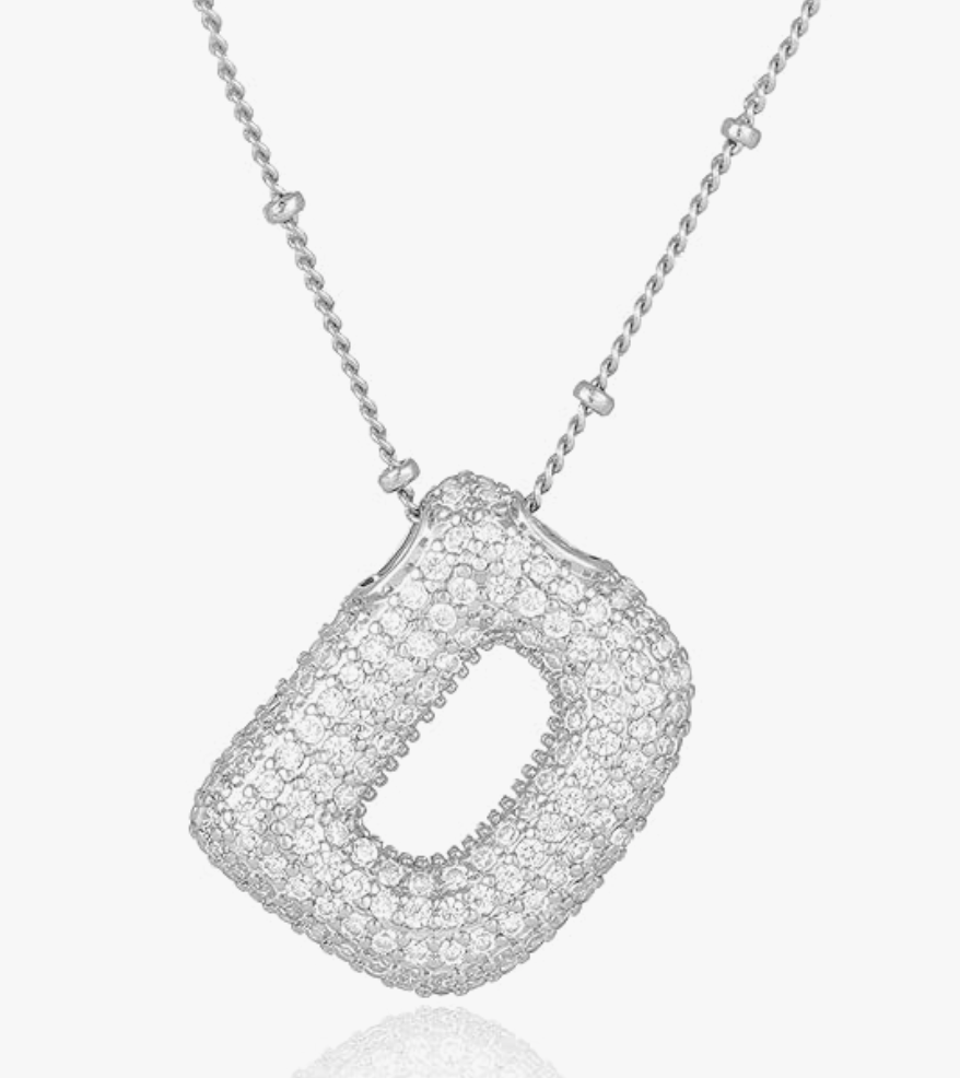 Pave Bubble Letter-Silver