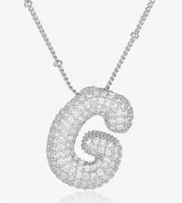 Pave Bubble Letter-Silver