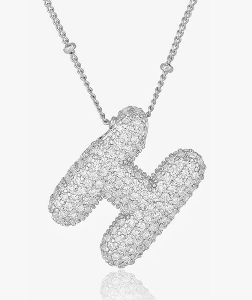 Pave Bubble Letter-Silver