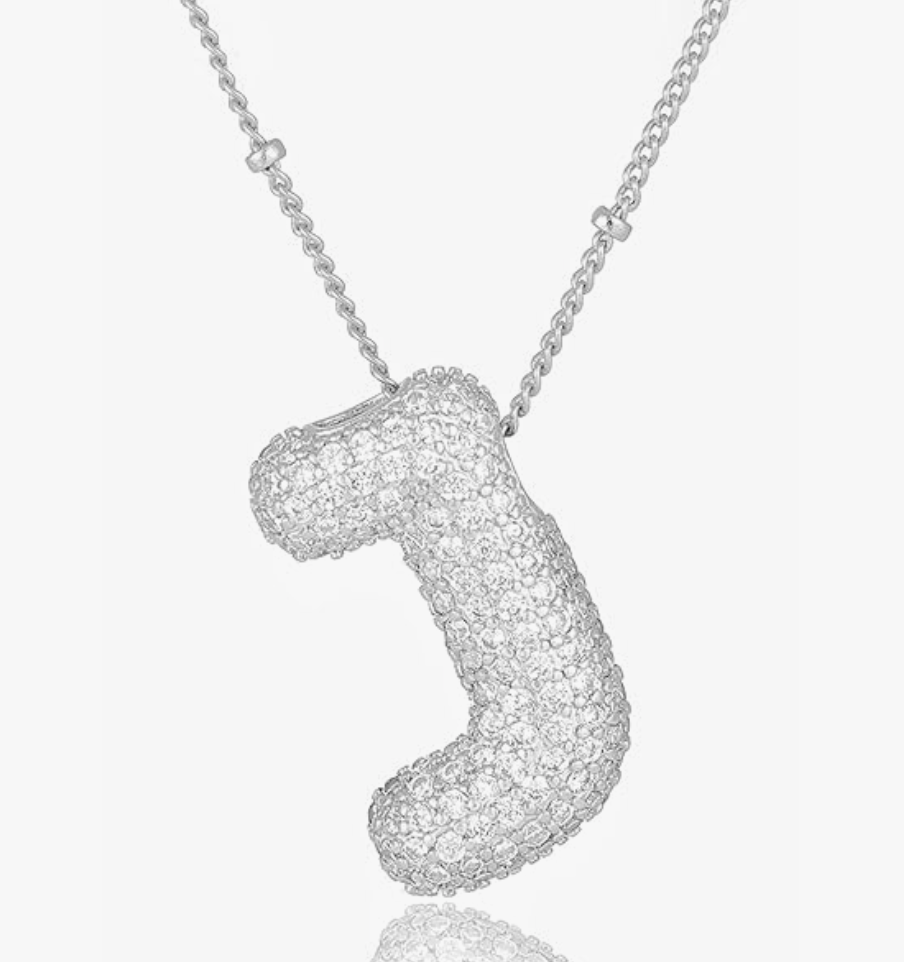 Pave Bubble Letter-Silver