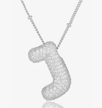 Pave Bubble Letter-Silver