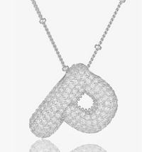 Pave Bubble Letter-Silver