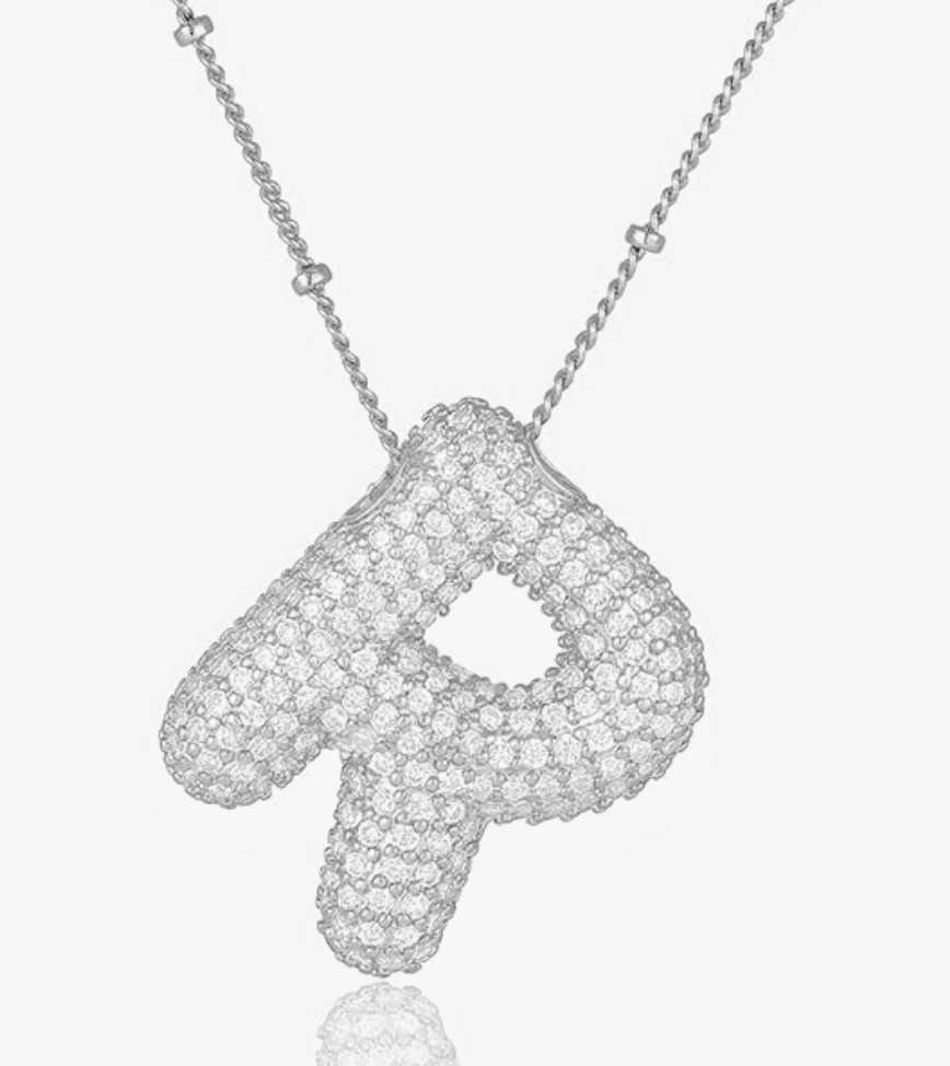 Pave Bubble Letter-Silver