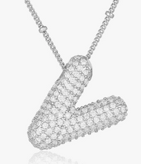 Pave Bubble Letter-Silver