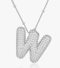 Pave Bubble Letter-Silver