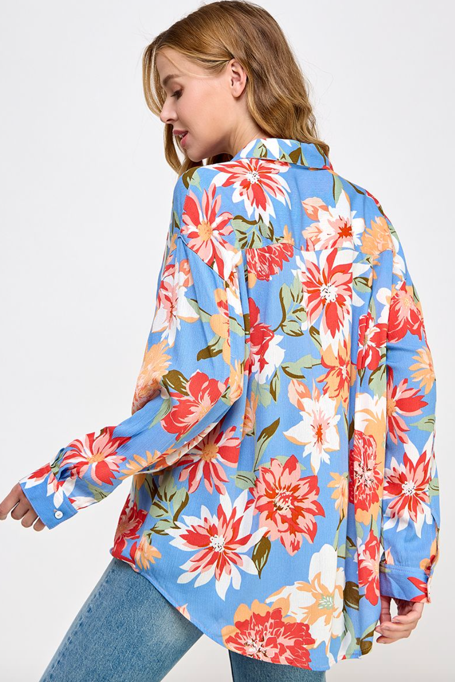 ELI Floral Blouse-Blue