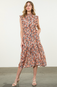 THML Mini Floral Midi-Coral