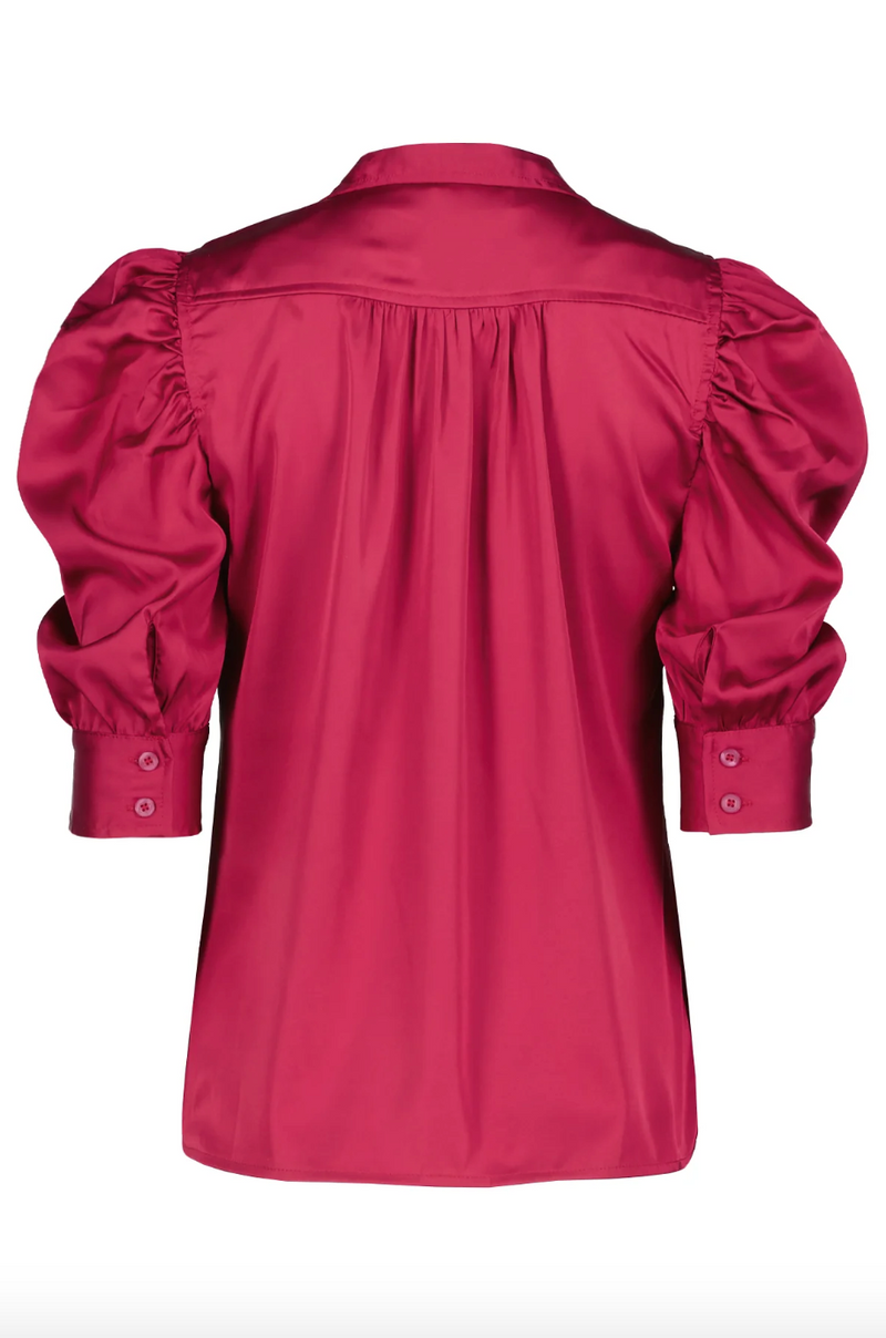B&Y Cate Ruched Blouse-Magenta