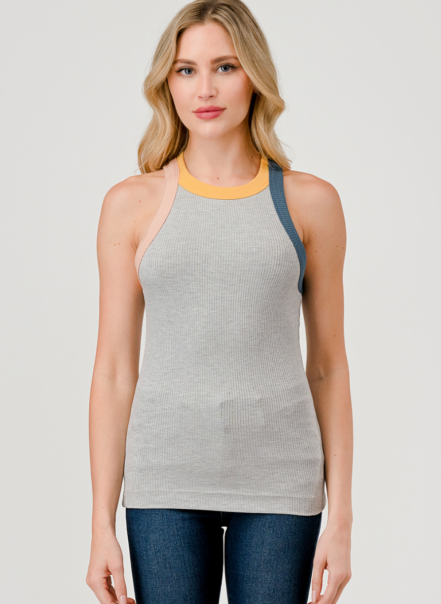 HT Color Block Tank-H.Grey