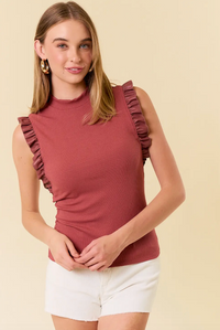 D&R Leather Ruffle Tank