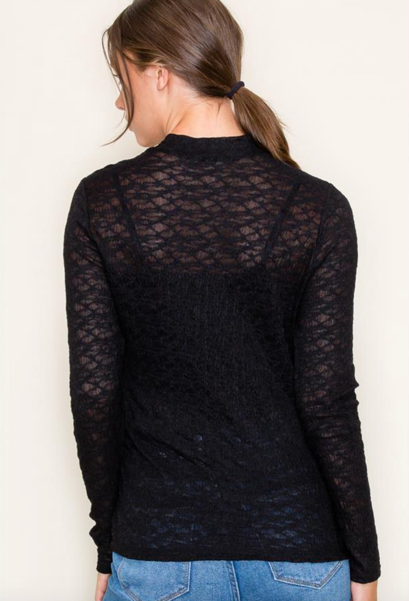 STC Lace LS Top-Blk