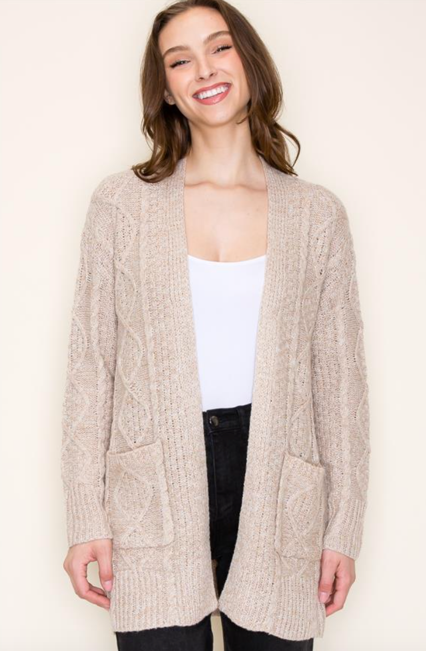 STC Open Front Cardi-Beige