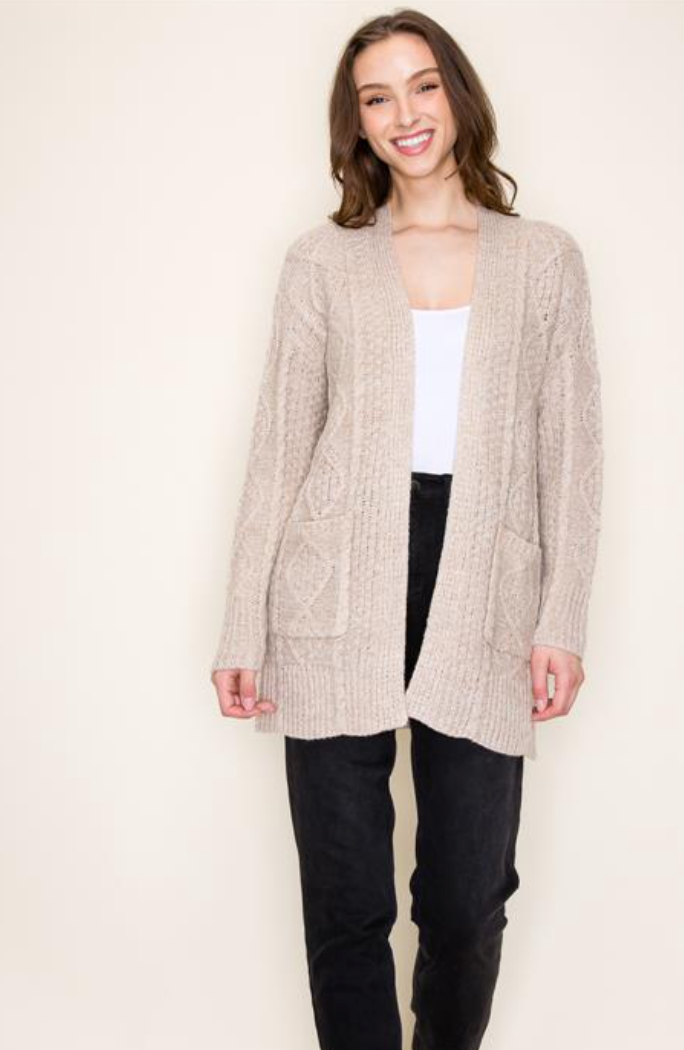 STC Open Front Cardi-Beige