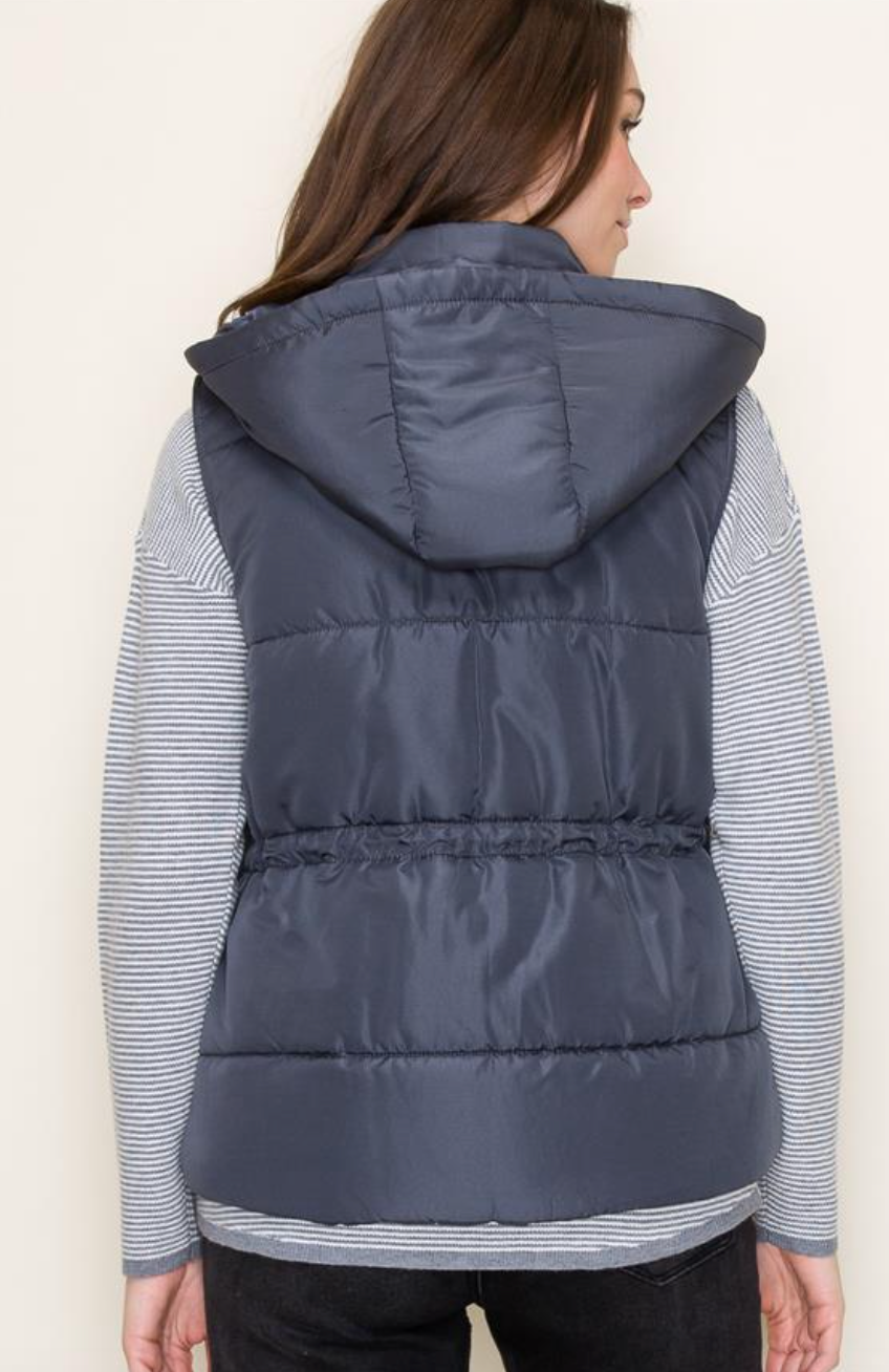 STC Drawstring Waist Vest-Charcoal