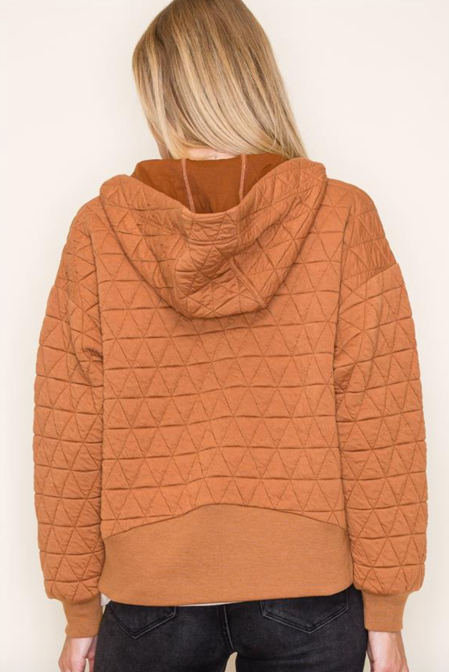 STC Quilted Zip up Hoodie-Toffee