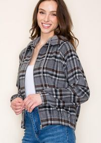 STC Zip up Plaid Jacket-Charcoal