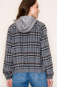 STC Zip up Plaid Jacket-Charcoal