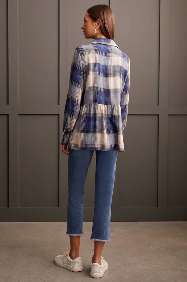 TRBL Plaid Peplum Top