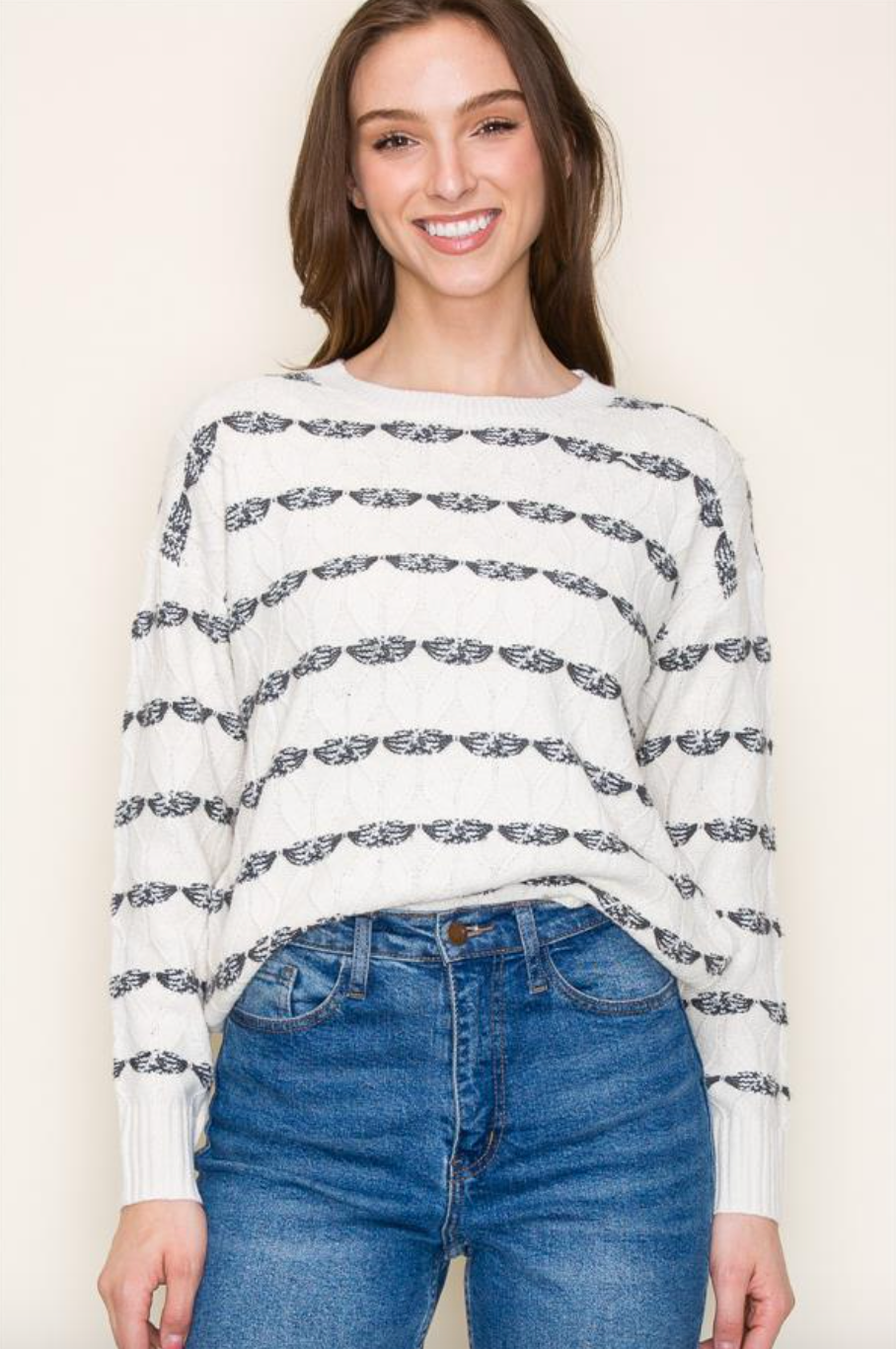 STC Textured Stripe Sweater-Char/Ivy