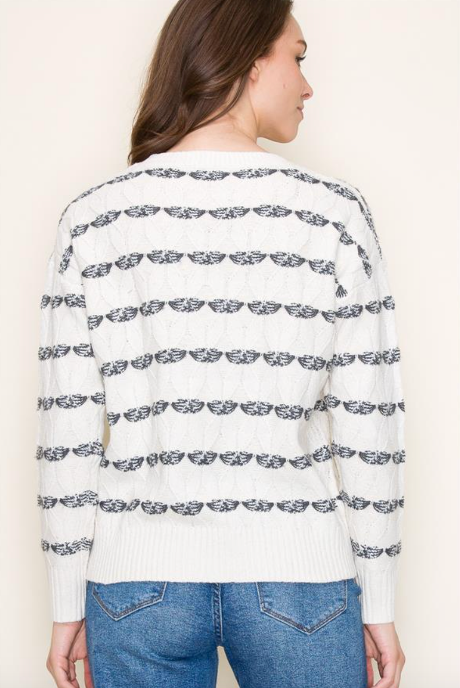 STC Textured Stripe Sweater-Char/Ivy