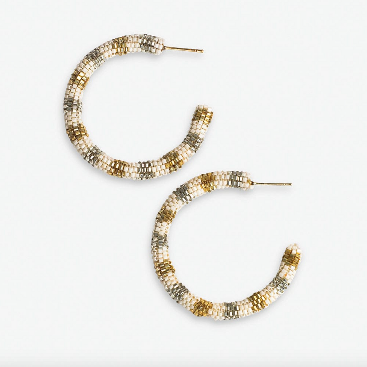 INK Zoey Stripe Beaded Hoop Earrings