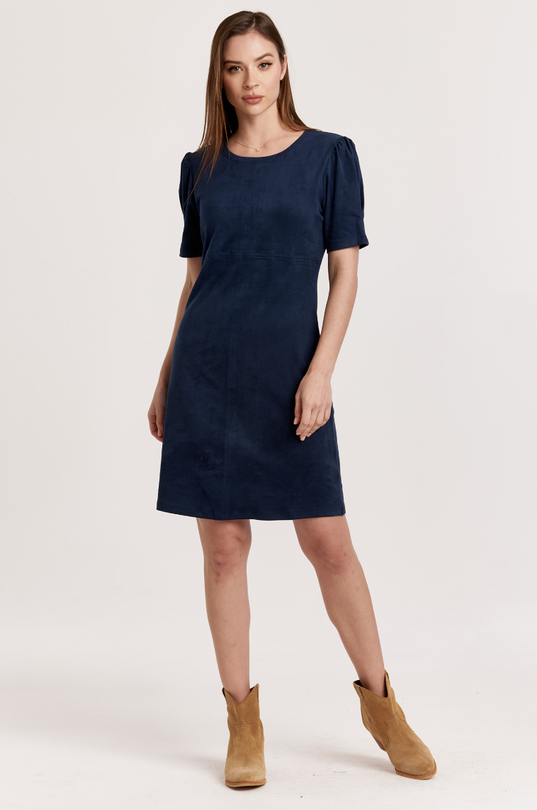 AL Demi Suede Dress-Navy