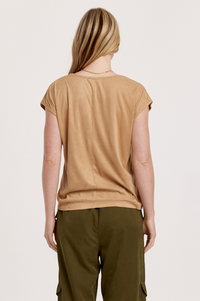 AL Lacey Suede Dolman Top-wheat