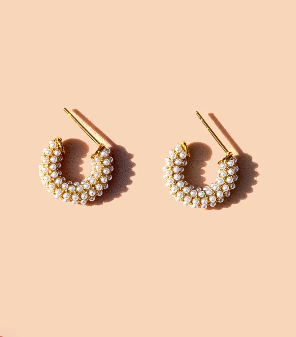 P+J Mini Pearl Hoops