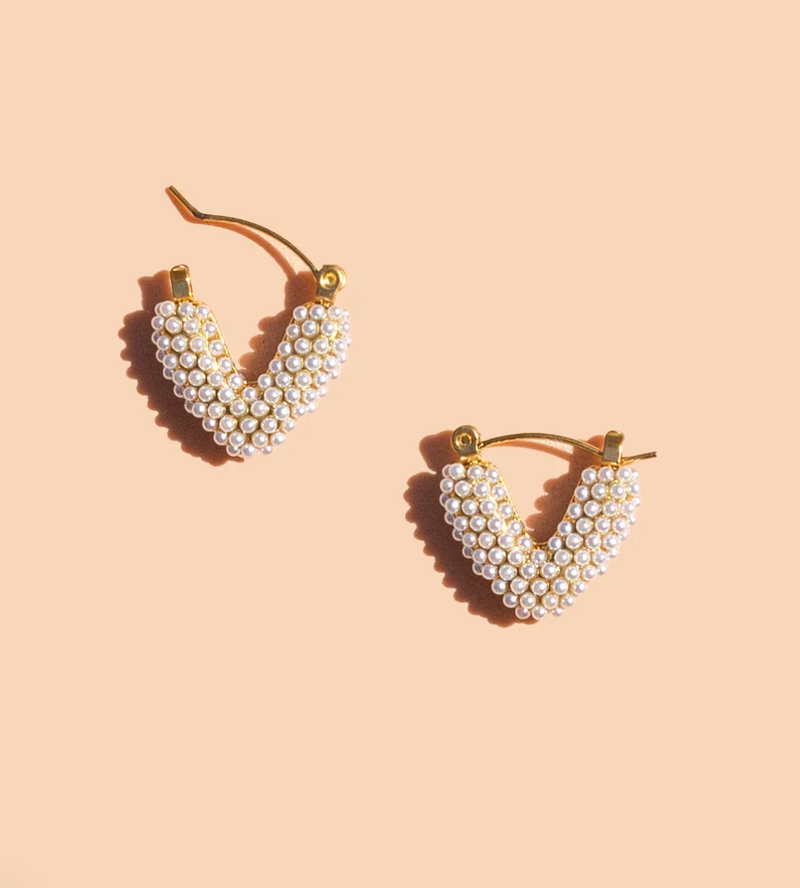 P+J Mini Pearl Hoops