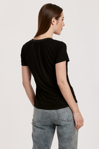 AL Pleather Trim Tee-Black