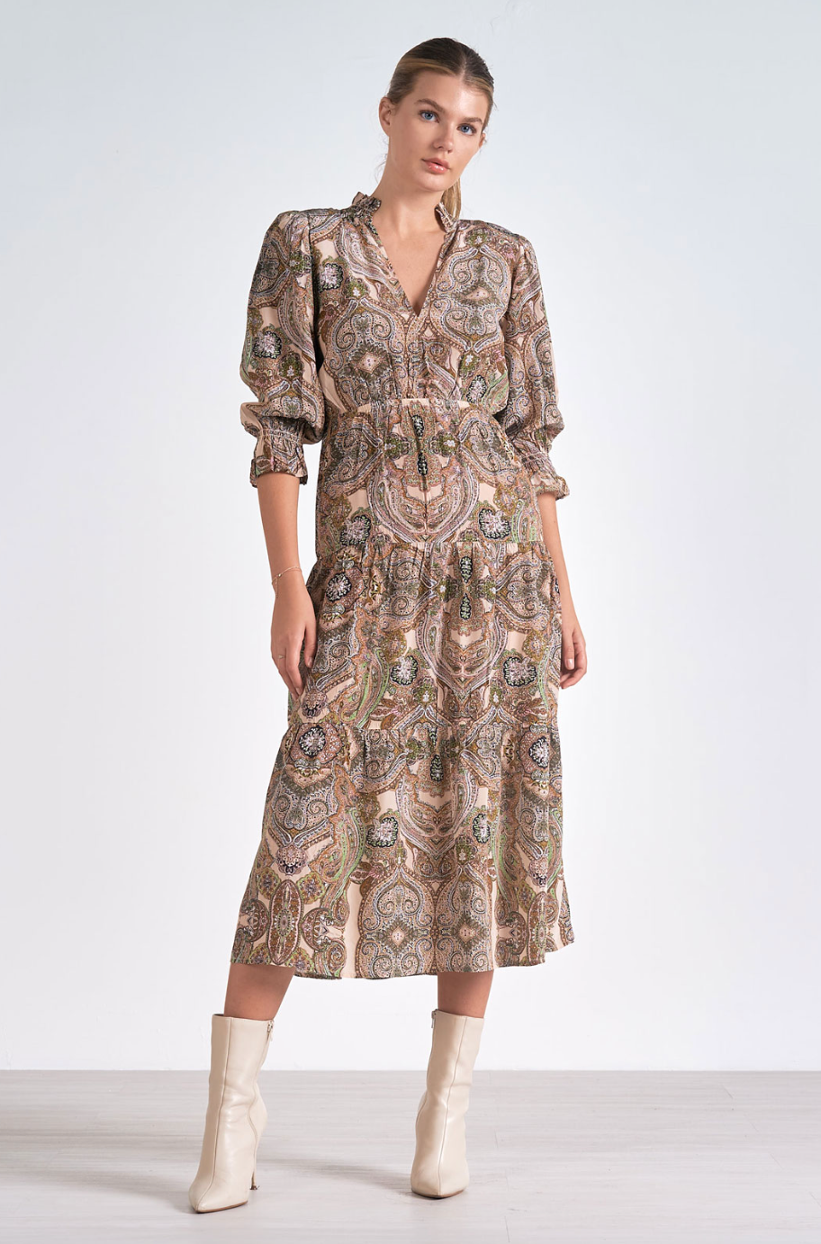 ELN Paisley Midi Dress