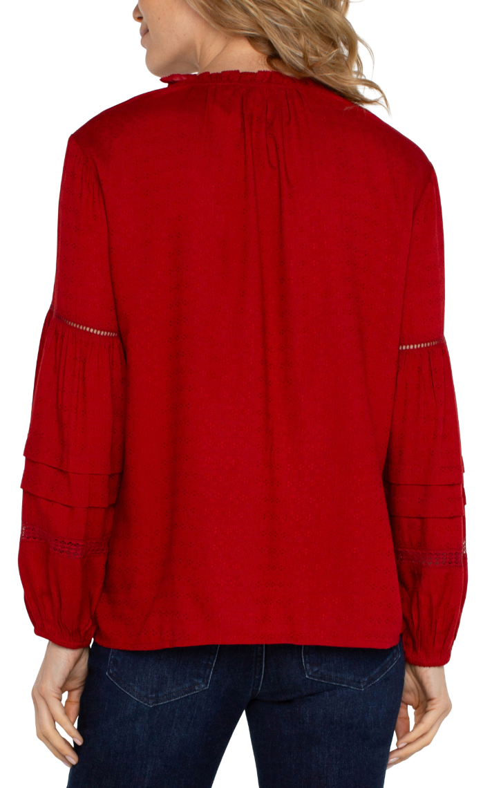 LVRP Woven V-neck Blouse-Red