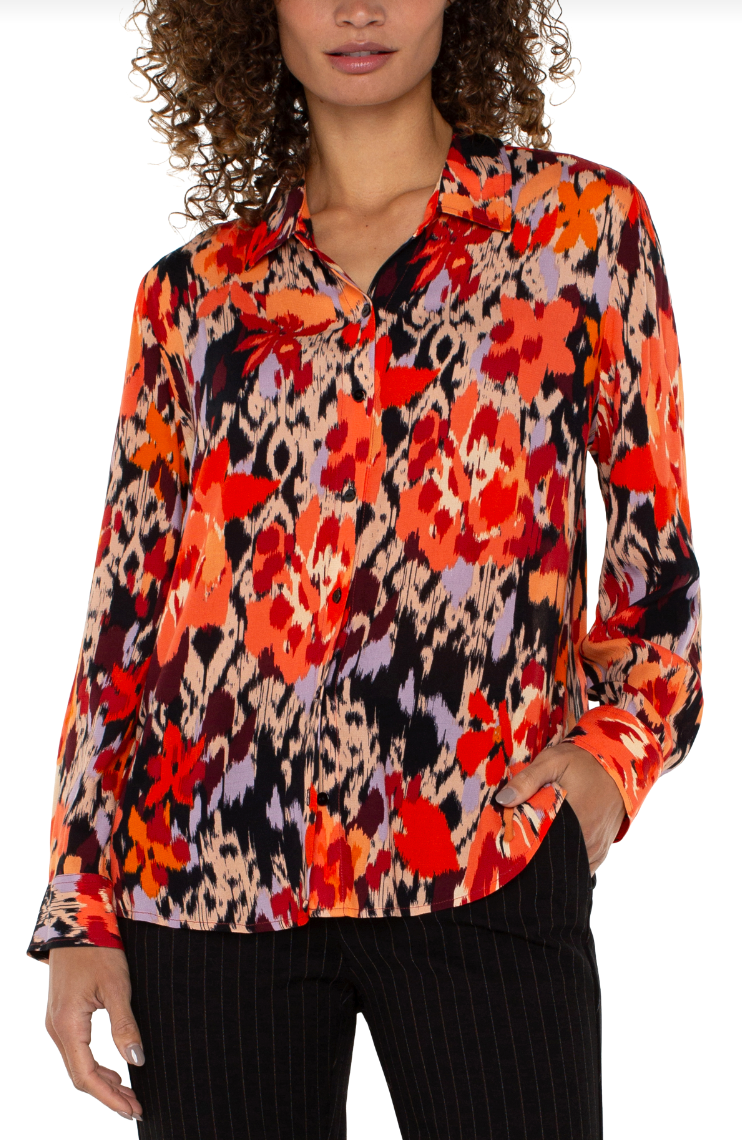 LVRP Floral Button Front Top