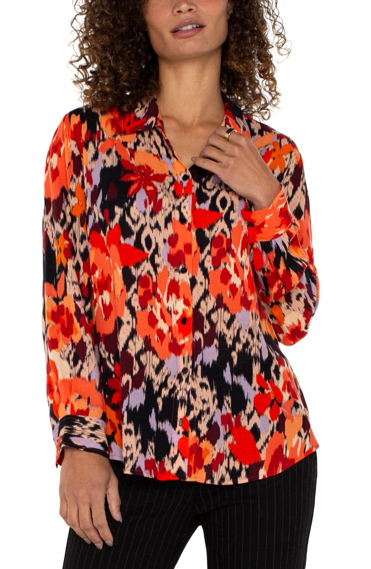 LVRP Floral Button Front Top