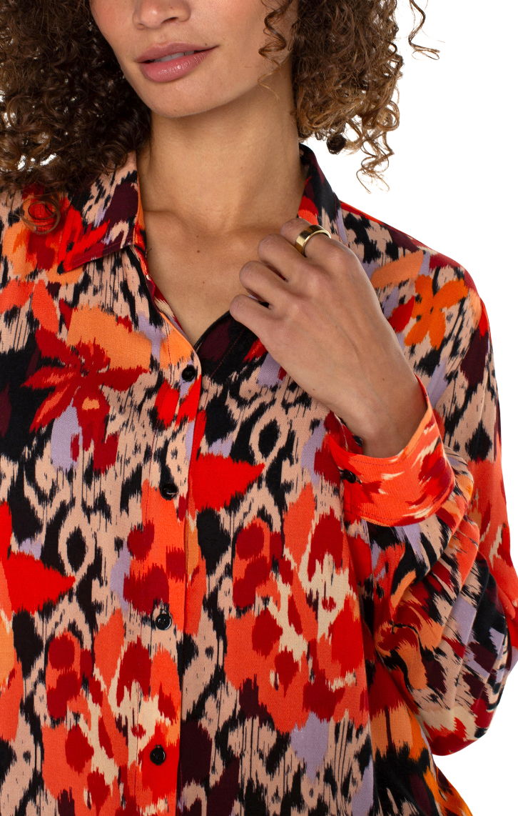 LVRP Floral Button Front Top