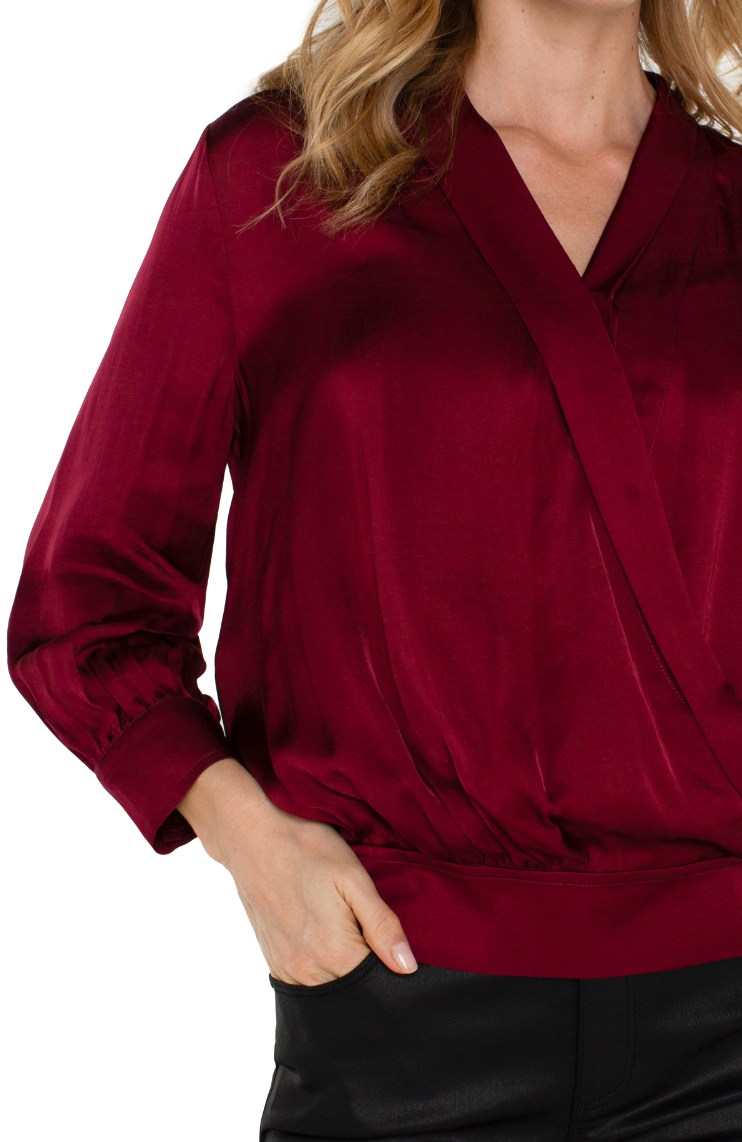 LVRP Wrap Front Blouse-Pinot Noir