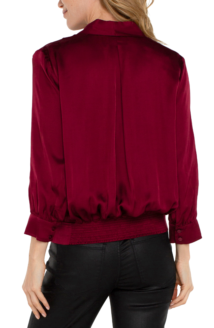 LVRP Wrap Front Blouse-Pinot Noir