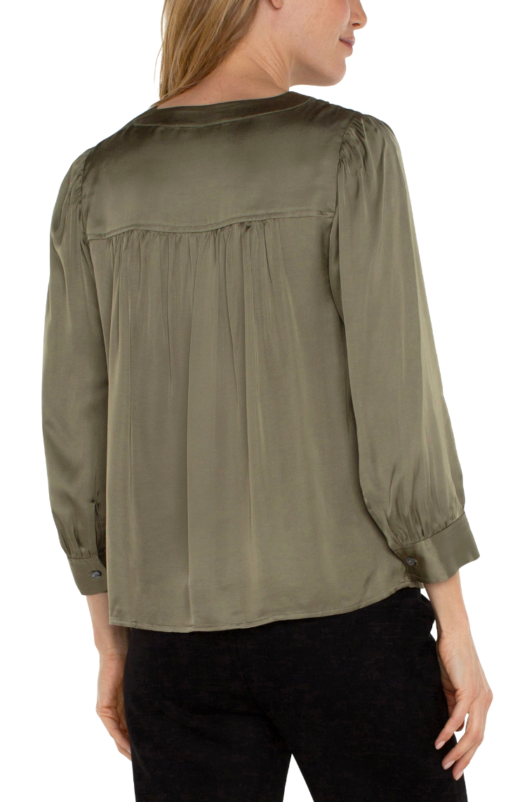 LVRP Pleated Blouse - Olive