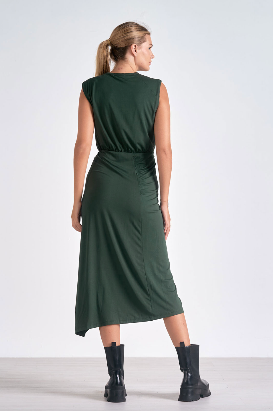 front slit midi dress Vintage Front Cross Hollow Slit Midi Dress