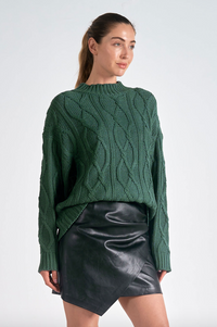 ELN Cable Knit Sweater - Green